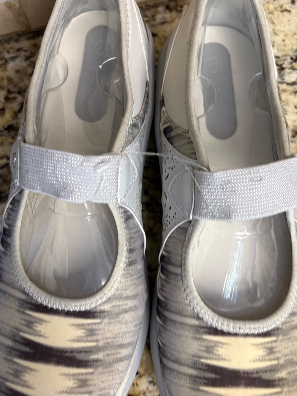 Women’s Mary Jane Slip-On Sneakers in White and Gray